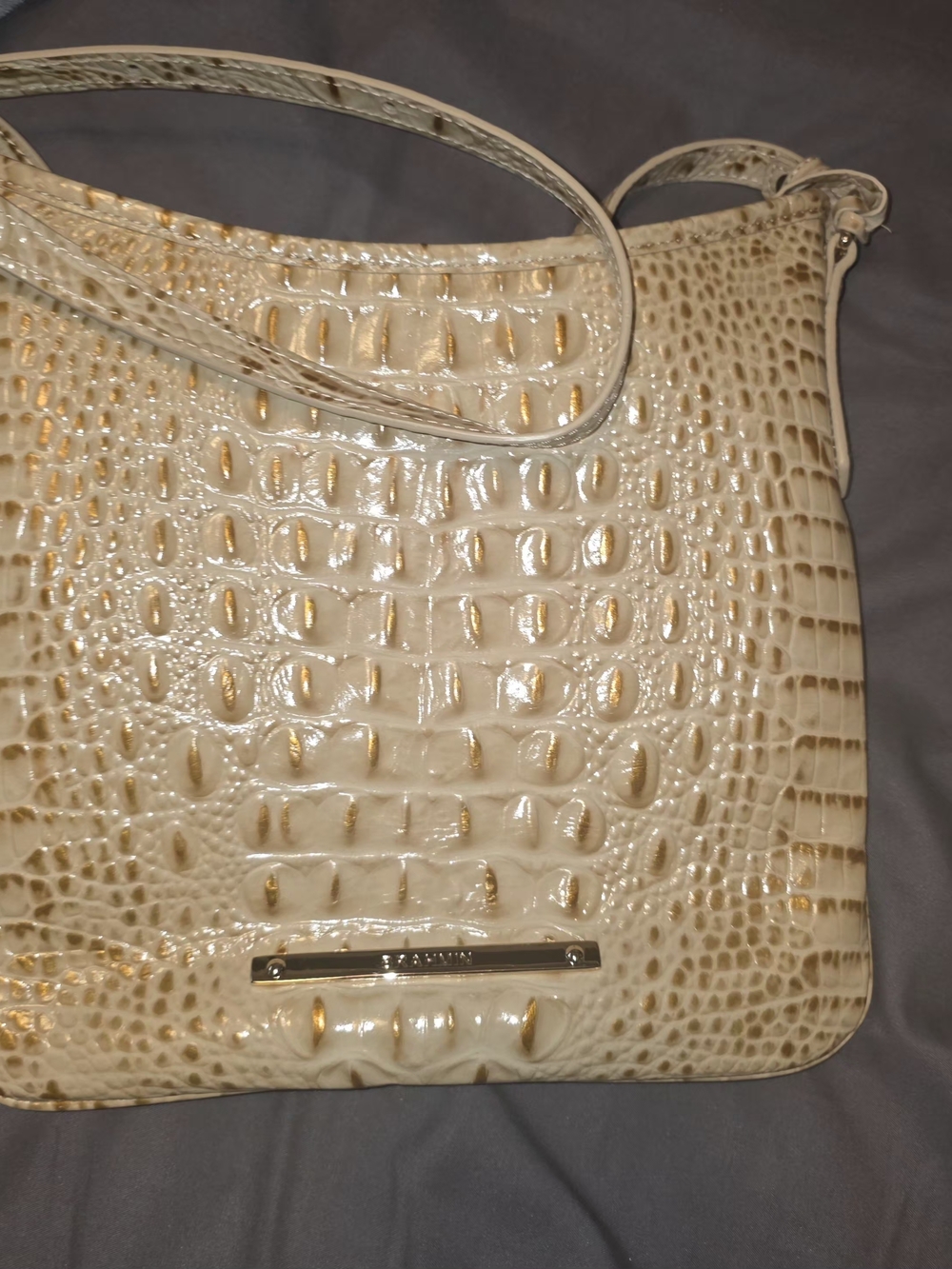 Brahmin Ivory Croc-Embossed Crossbody Bag